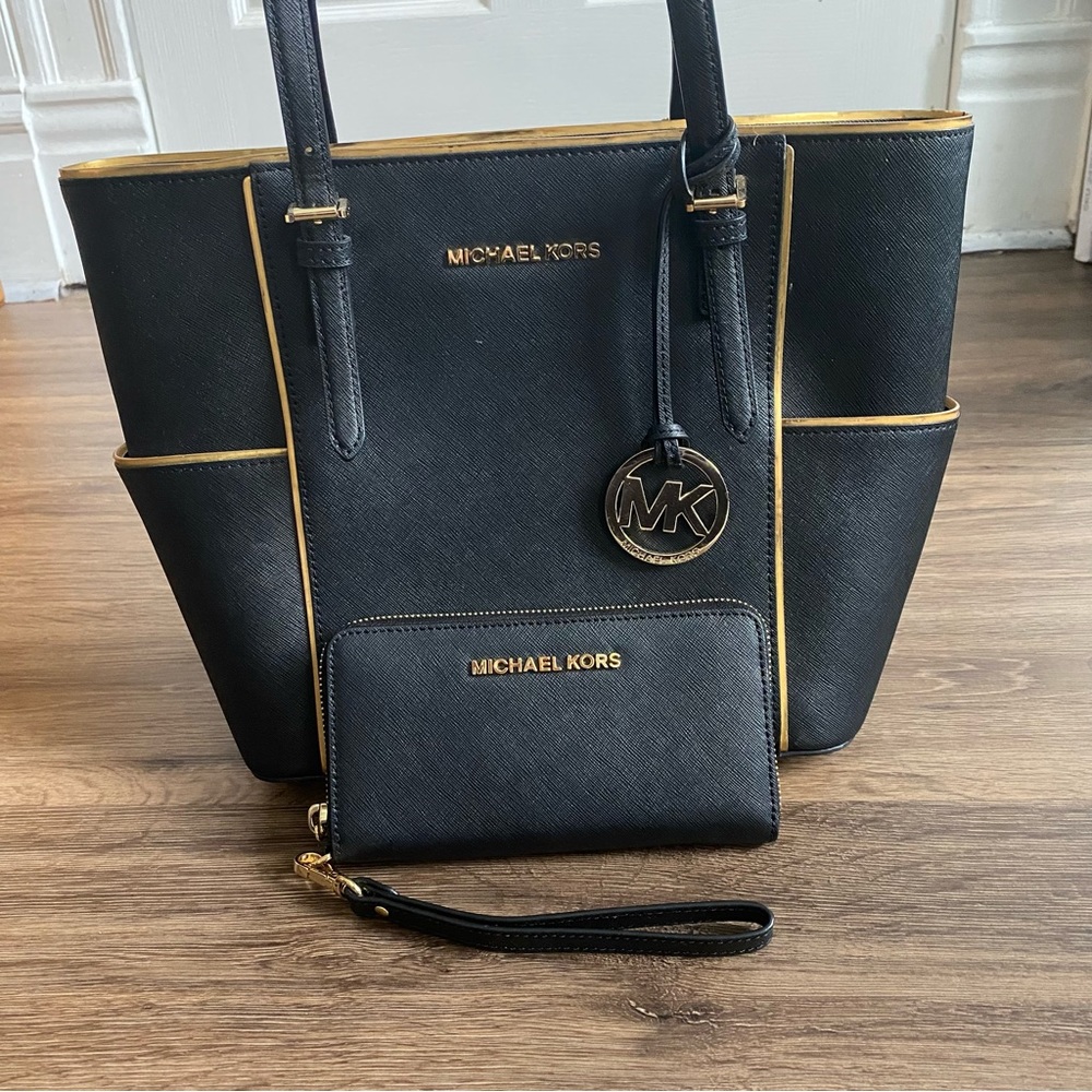 Michael Kors - Black and Gold - Purse and Wallet